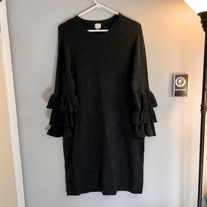 Sweater Dress with Ruffle Sleeves